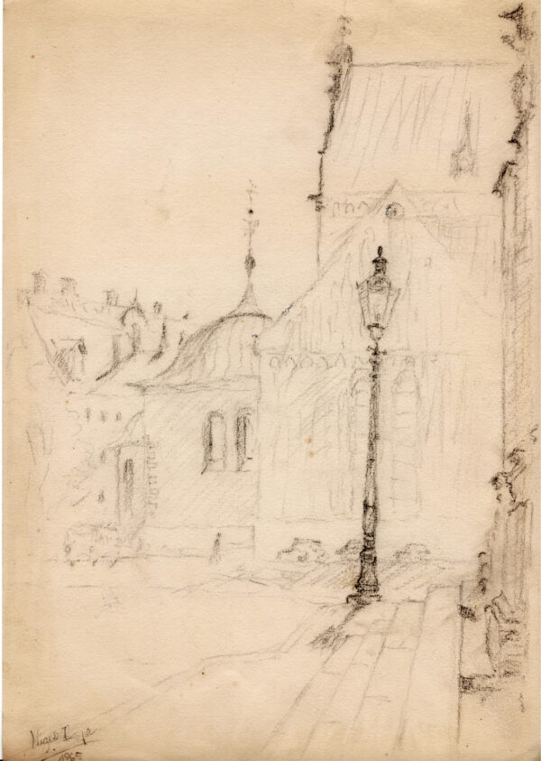 ESPE, Nigul Eesti Kunst Joonistus / pastell Süsi Linnavaade Eesti klassikud