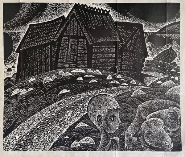 LARETEI, Heldur Eesti Kunst Graafika Linool Talumotiiv Eesti klassikud