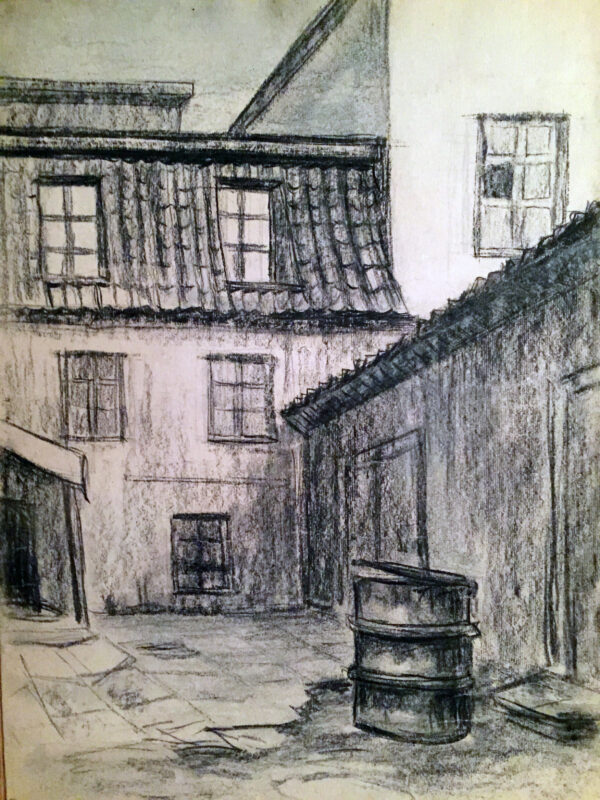 NEIMAN, Otto Eesti Kunst Joonistus / pastell Süsi Linnavaade Eesti kunst