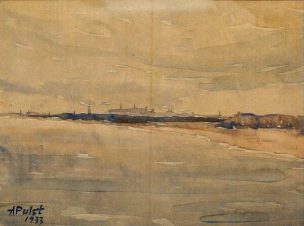 PULST, August Eesti Kunst Akvarell Akvarell Linnavaade Eesti klassikud