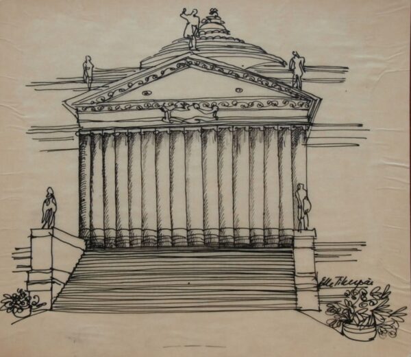 TIKERPÄE, Elle Eesti Kunst Joonistus / pastell Tušš Karikatuur Eesti klassikud